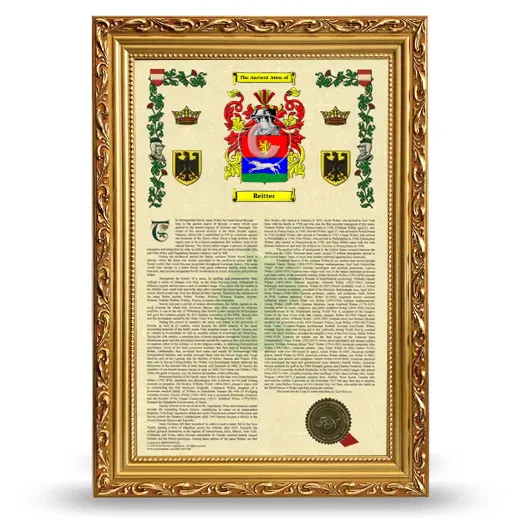 Reitter Armorial History Framed - Gold