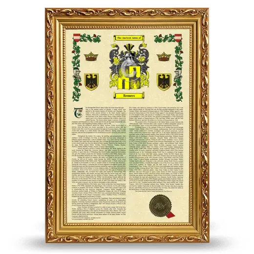 Remers Armorial History Framed - Gold
