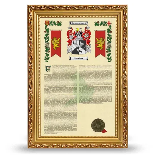 Renshore Armorial History Framed - Gold
