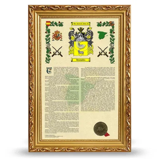 Resendez Armorial History Framed - Gold