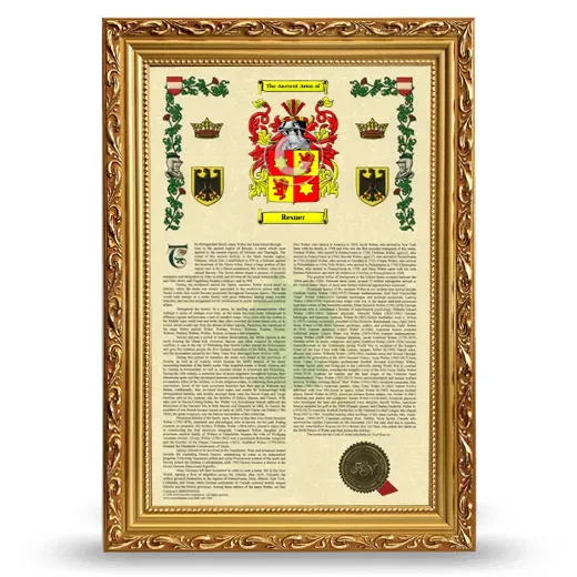 Resner Armorial History Framed - Gold