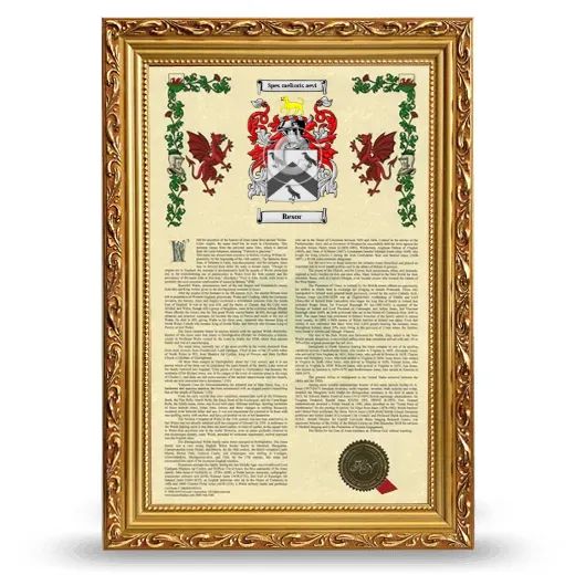 Resor Armorial History Framed - Gold