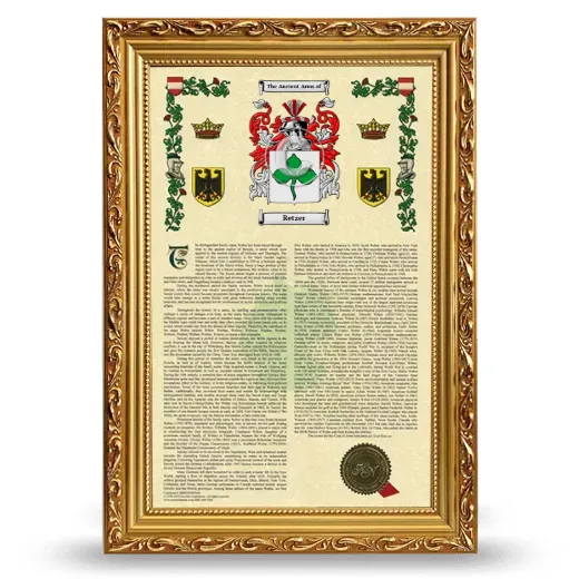 Retzer Armorial History Framed - Gold