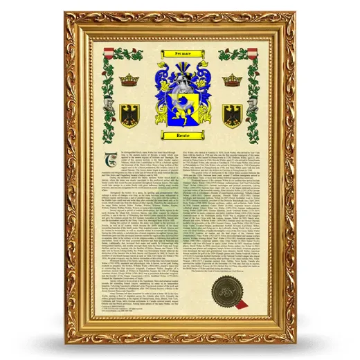 Reute Armorial History Framed - Gold