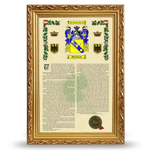 Rheinhardt Armorial History Framed - Gold