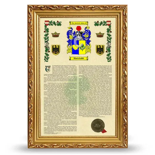 Rheinholdt Armorial History Framed - Gold
