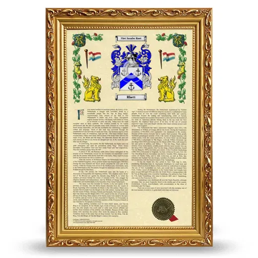Rhett Armorial History Framed - Gold