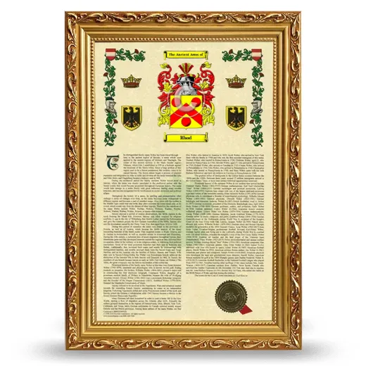 Rhod Armorial History Framed - Gold