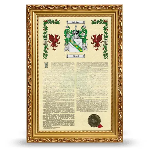 Ricard Armorial History Framed - Gold