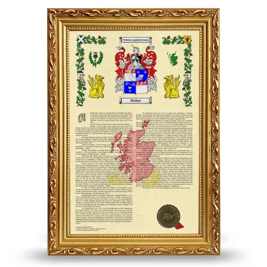 Richer Armorial History Framed - Gold