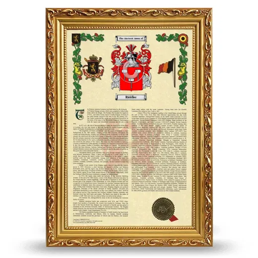 Riddler Armorial History Framed - Gold
