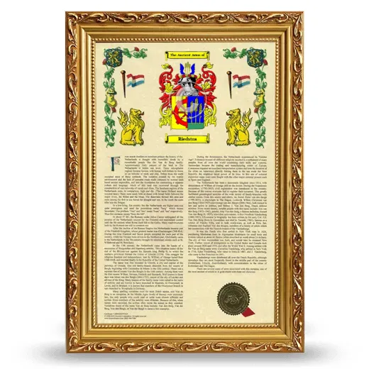Riedstra Armorial History Framed - Gold
