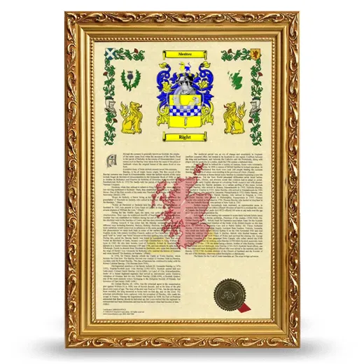 Right Armorial History Framed - Gold