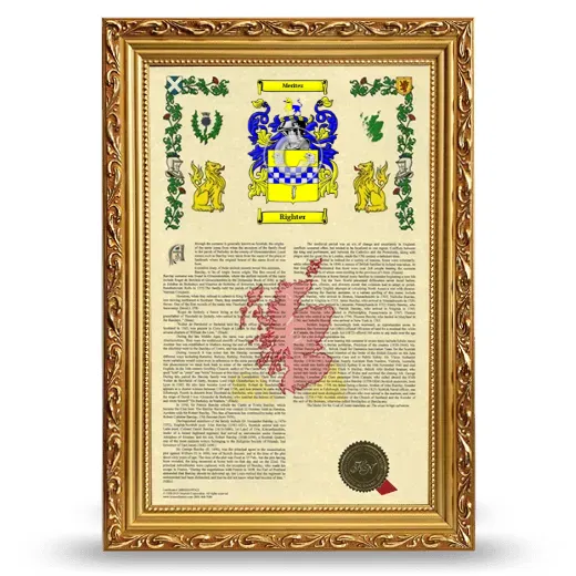 Righter Armorial History Framed - Gold