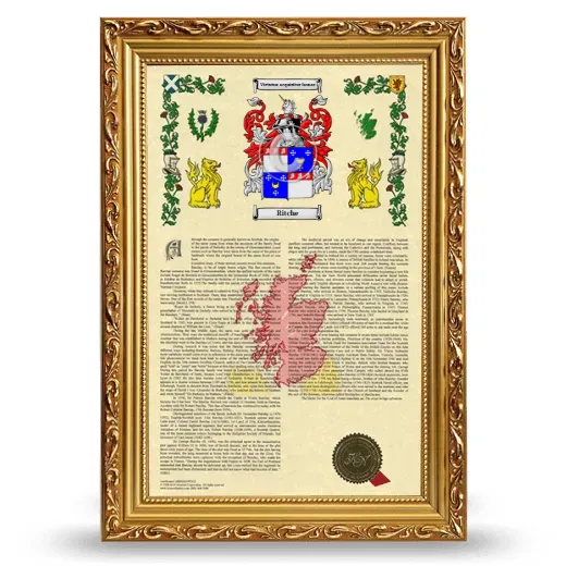 Ritche Armorial History Framed - Gold