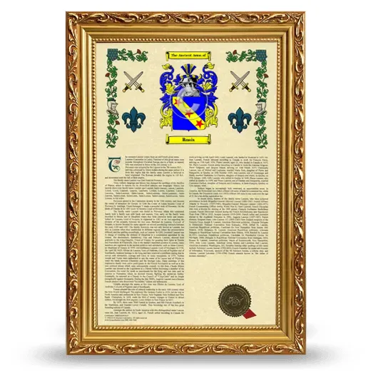 Roais Armorial History Framed - Gold