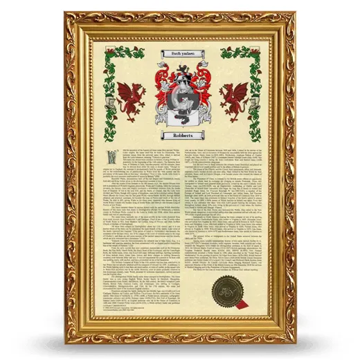 Robberts Armorial History Framed - Gold