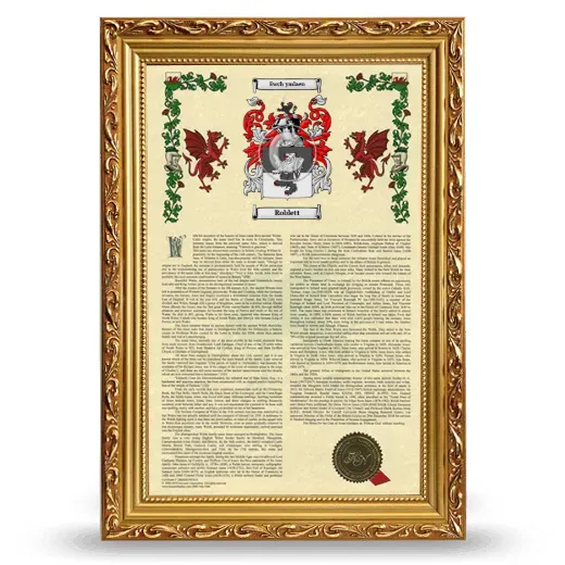 Roblett Armorial History Framed - Gold