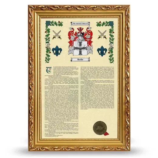 Roche Armorial History Framed - Gold