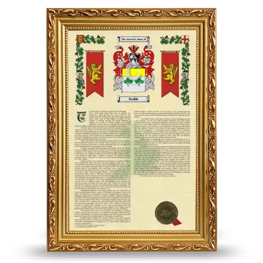 Rodde Armorial History Framed - Gold