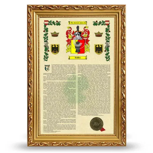 Roden Armorial History Framed - Gold