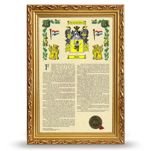 Roels Armorial History Framed - Gold