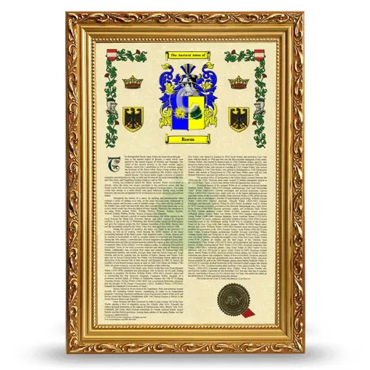 Roem Armorial History Framed - Gold