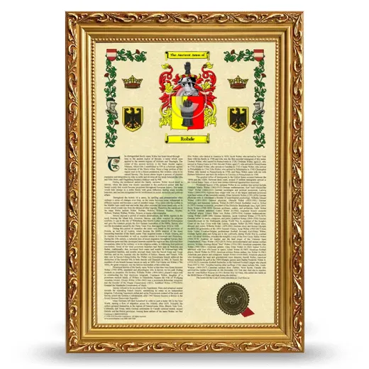 Rohde Armorial History Framed - Gold