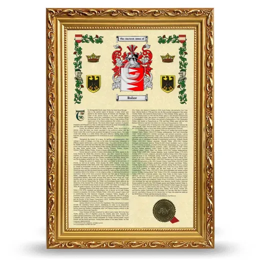 Rohre Armorial History Framed - Gold