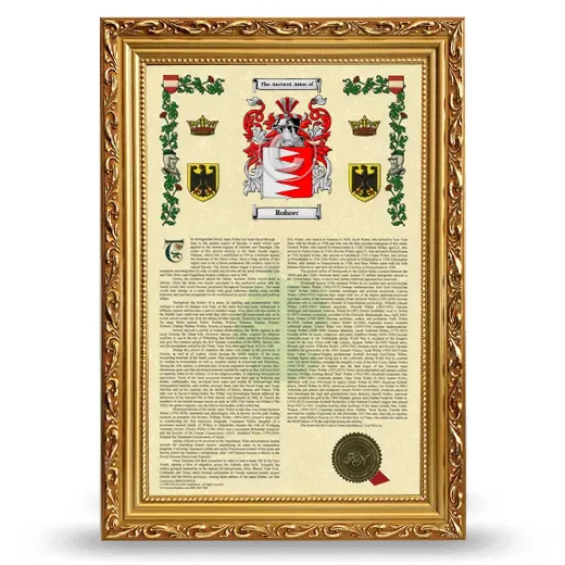 Rohrer Armorial History Framed - Gold