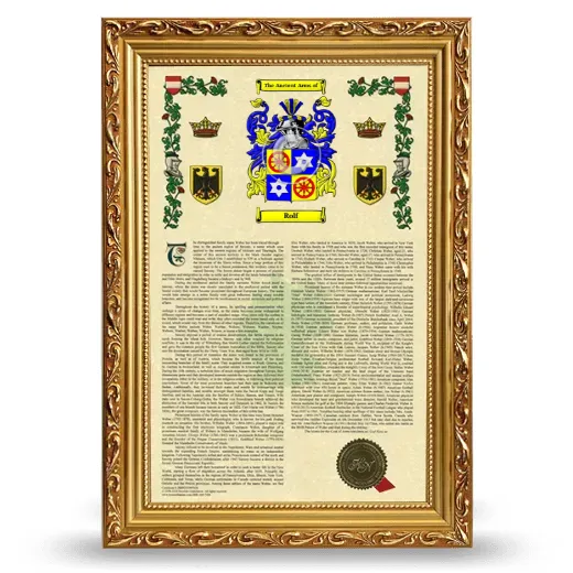 Rolf Armorial History Framed - Gold