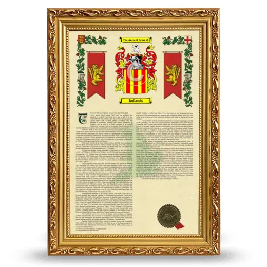 Rollands Armorial History Framed - Gold