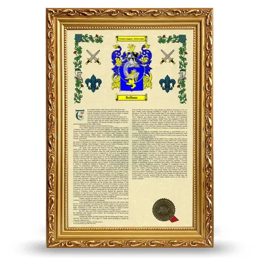 Rollans Armorial History Framed - Gold