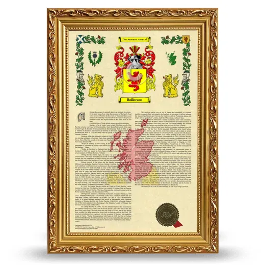 Rollerson Armorial History Framed - Gold