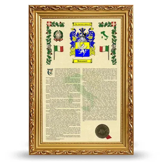 Romanati Armorial History Framed - Gold