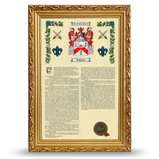 Romanes Armorial History Framed - Gold