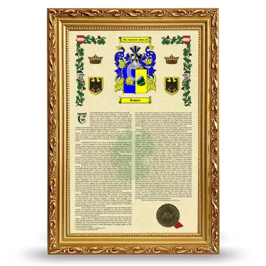 Romer Armorial History Framed - Gold
