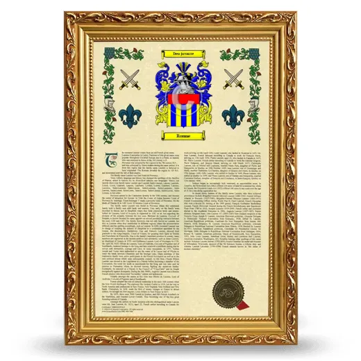 Ronne Armorial History Framed - Gold