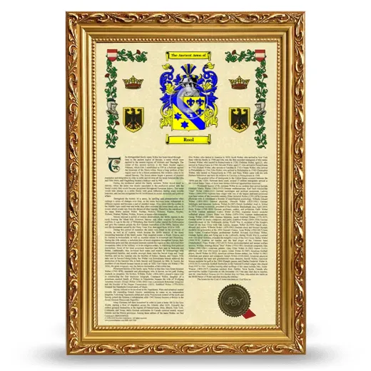 Rool Armorial History Framed - Gold
