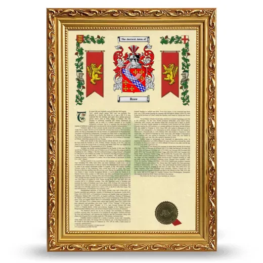 Rore Armorial History Framed - Gold