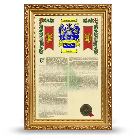 Rosale Armorial History Framed - Gold
