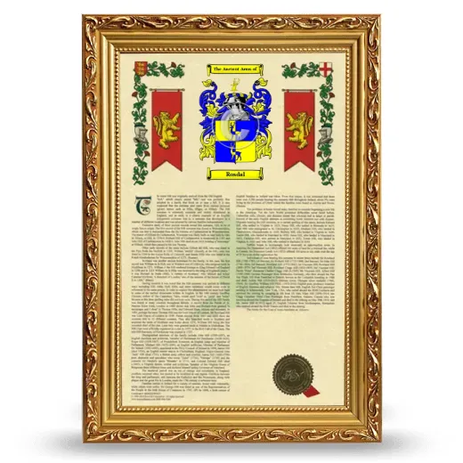 Rosdal Armorial History Framed - Gold
