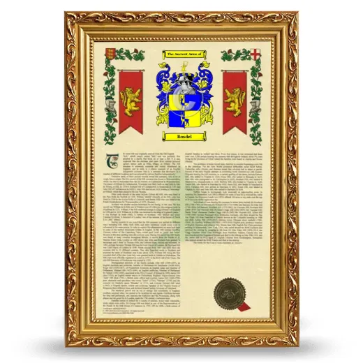 Rosdel Armorial History Framed - Gold