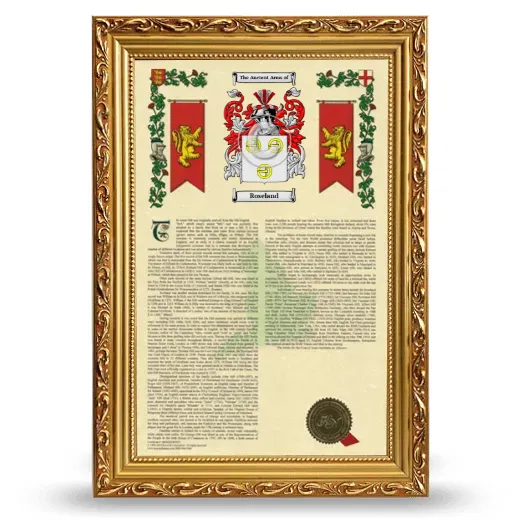 Roseland Armorial History Framed - Gold