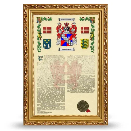 Rosenkrantz Armorial History Framed - Gold