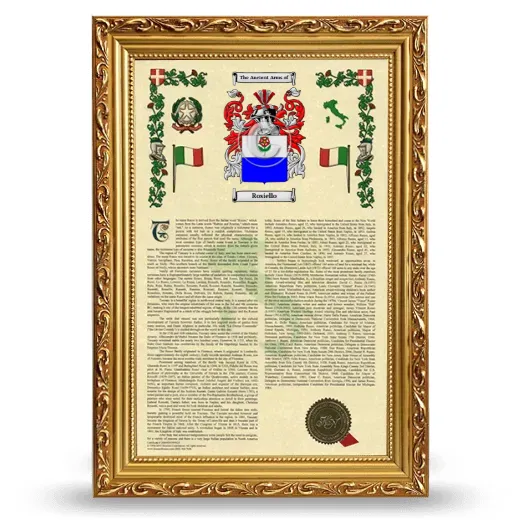 Rosiello Armorial History Framed - Gold