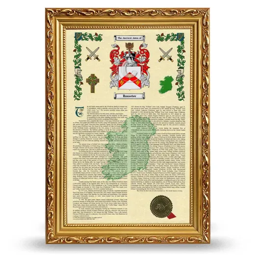 Rosseter Armorial History Framed - Gold