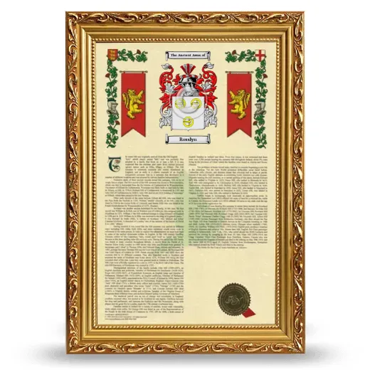 Rosslyn Armorial History Framed - Gold