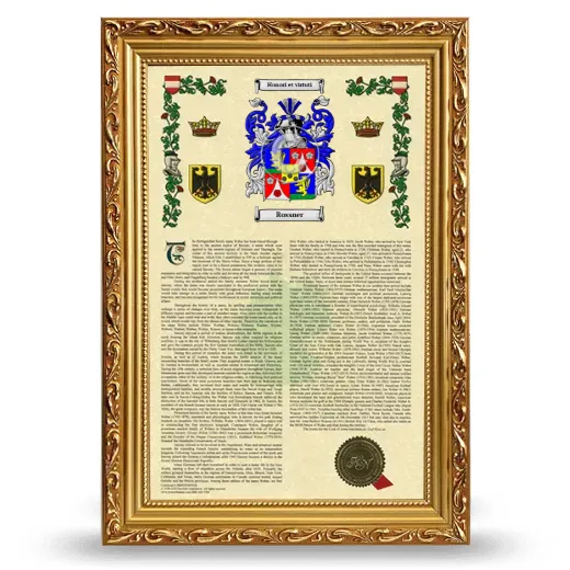 Rossner Armorial History Framed - Gold