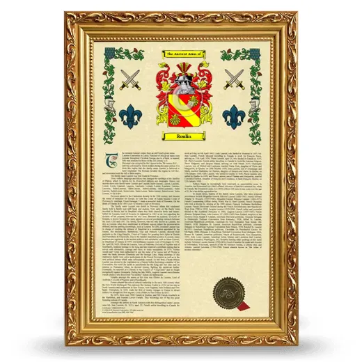 Roulin Armorial History Framed - Gold